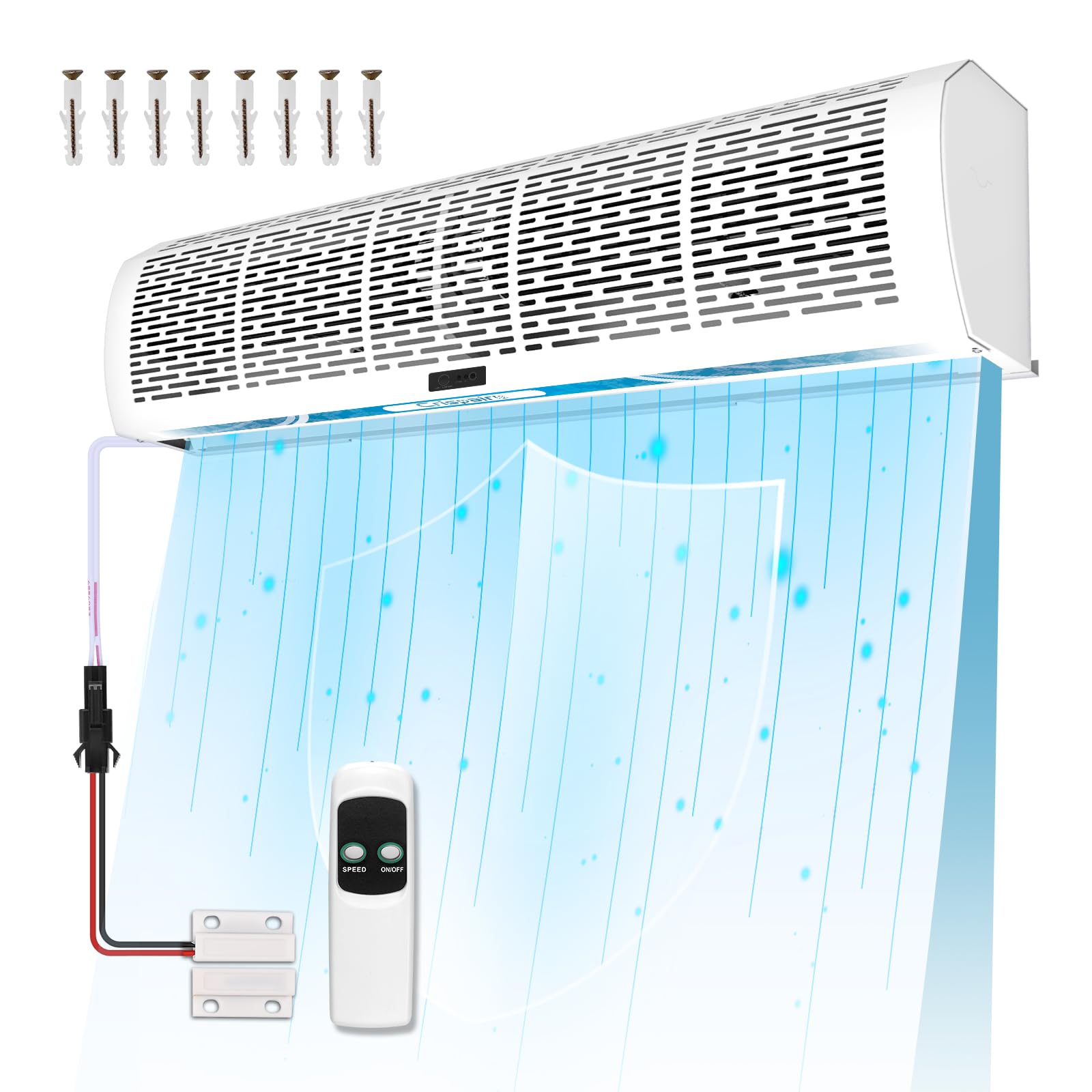 40'' Air Curtain Two Speeds Adjustable 1527CFM, Magnetic Door Switch, Powerful Air Door, Commercial Indoor Air Fan, Super Easy Installation, 2559FPM, 180W, Industrial 110V