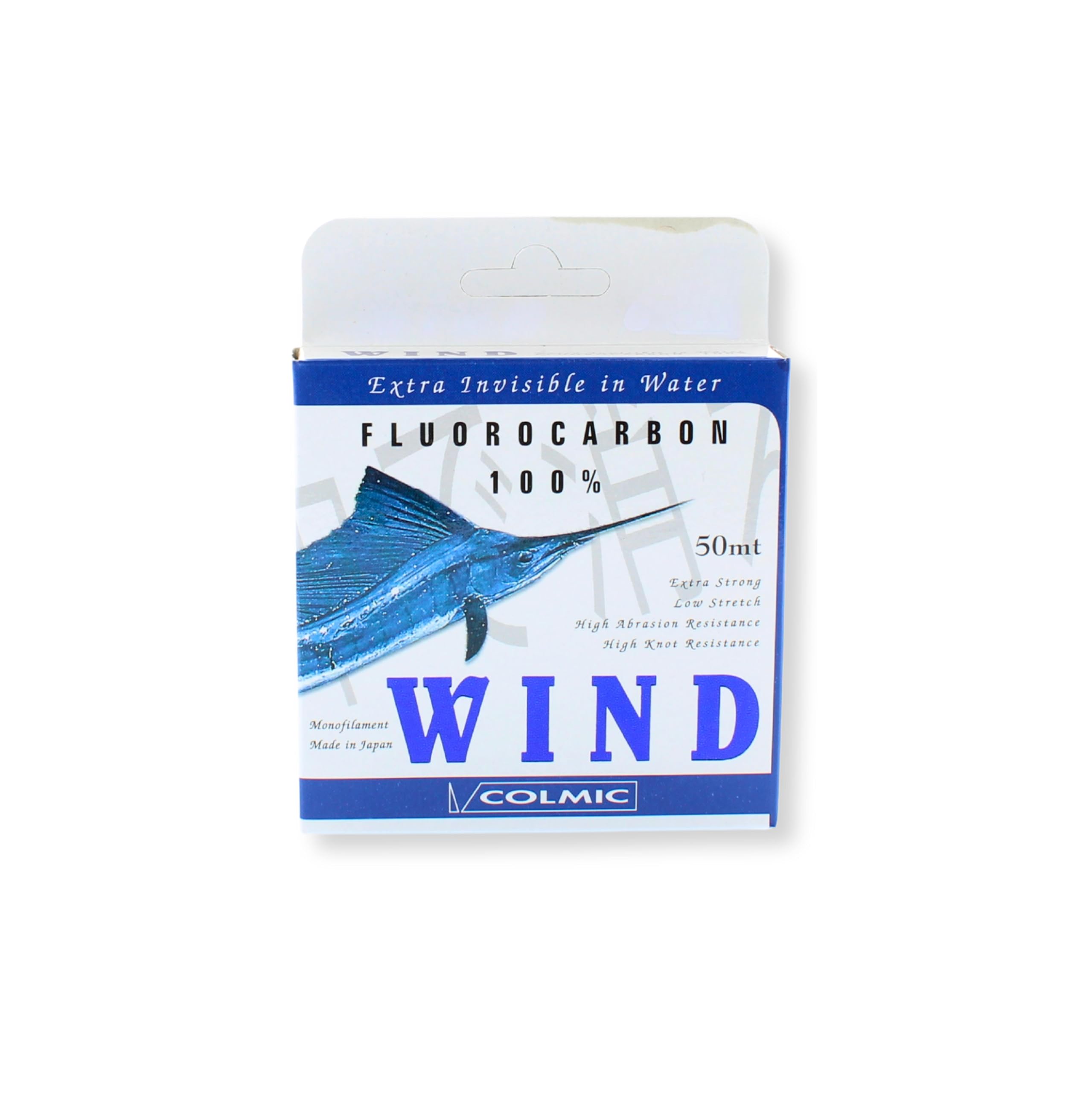 Colmic – Hilo Fluorocarbono Wind 100% Invisible en el Agua – Bobina de 50 m – Alta Resistencia, Low Stretch, Extra Strong – Fabricado en Japón – Ideal para Pesca en mar y Agua Dulce