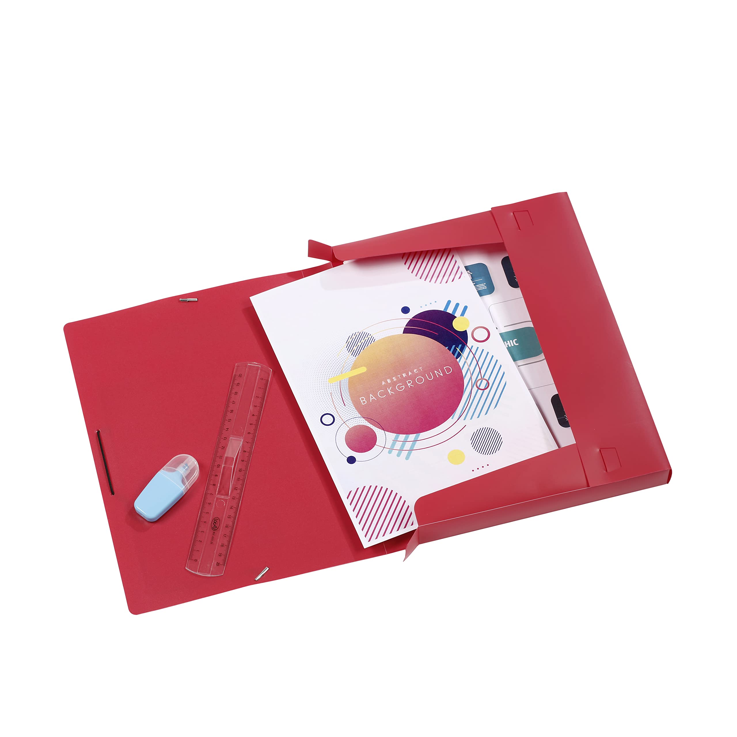 Viquel - Cartellina personalizzabile A4, dorso 3 cm, con chiusura elastica, colore: Rosso