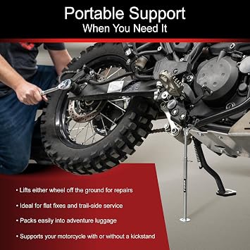 Tusk MotoCrutch Motorcycle Stand Adjustable Kickstand Support (1119 in), Zinc-Plated Heavy-Duty Steel