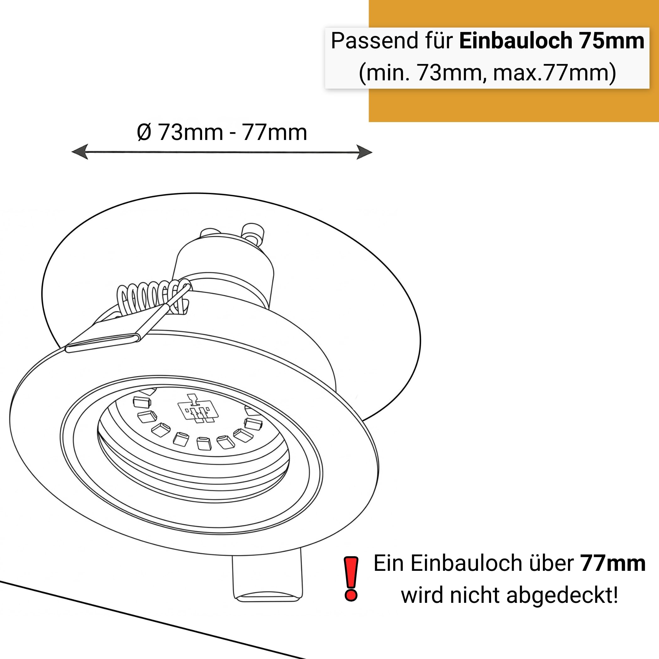 SEBSON Gehäuse für Einbaustrahler mit GU10 Fassung, Einbaurahmen, 12er Set | Geeignet für LED & Halogen Lampen 230V, Alu schwarz, schwenkbar, Lochdurchmesser 73-77mm Abdeckung Ø84mm für Deckenspots
