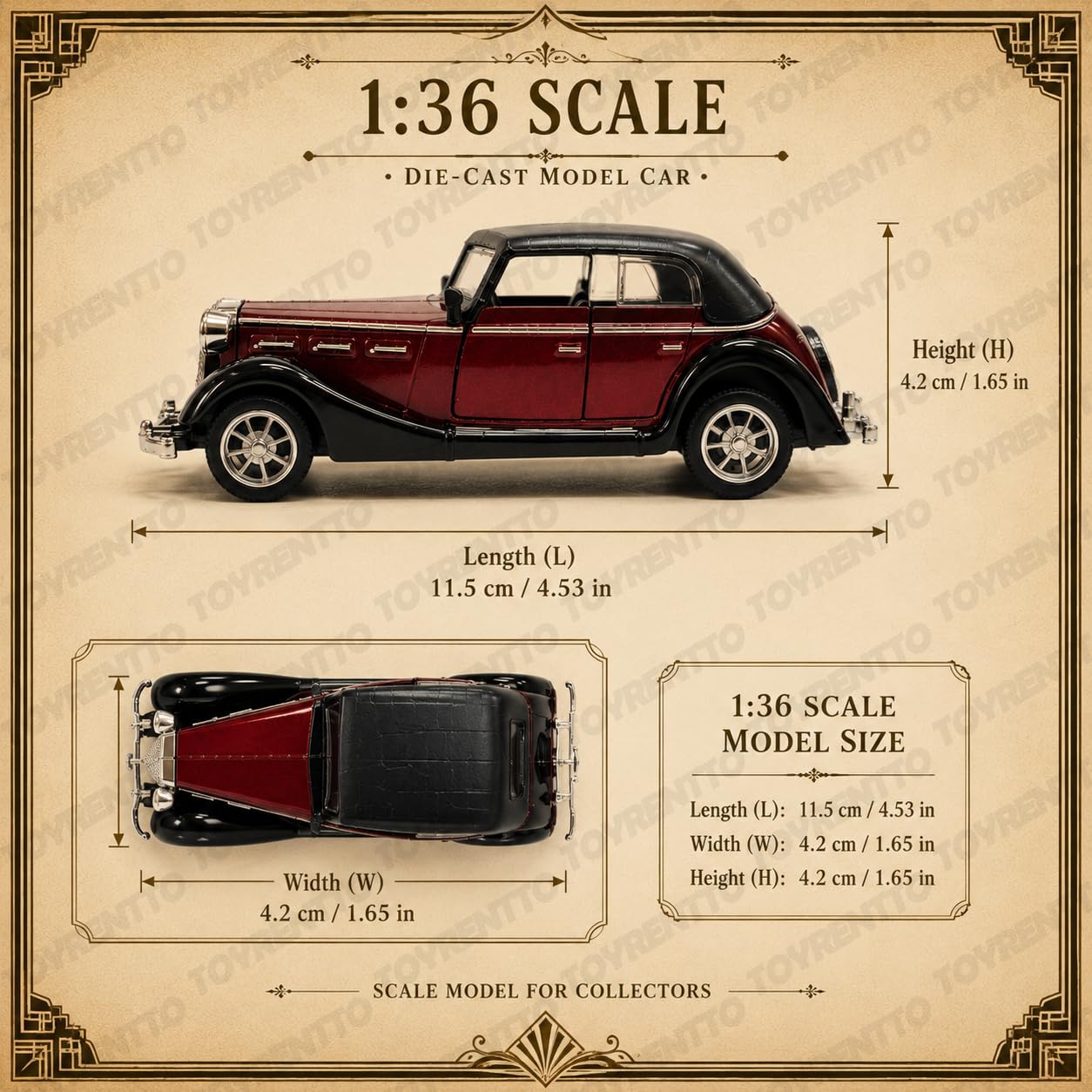 Vintage Die Cast Car Model - Pull Back Action -6