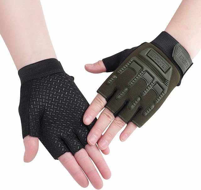 Kids Children Sports Half Finger Gloves Mittens Breathable & Non-slip Cycling Gloves Shockproof Fingerless Gloves for for Riding Motorcycle Bike Camping Hiking Climbing Fitness UV protection Gloves