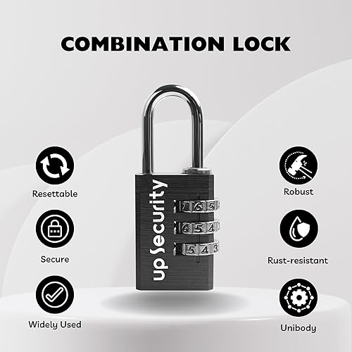 Miniatura 3 de Candado de gimnasio con código, cerradura de combinación de 3 dígitos para casillero, unidad de almacenamiento, combinación de candado resistente a