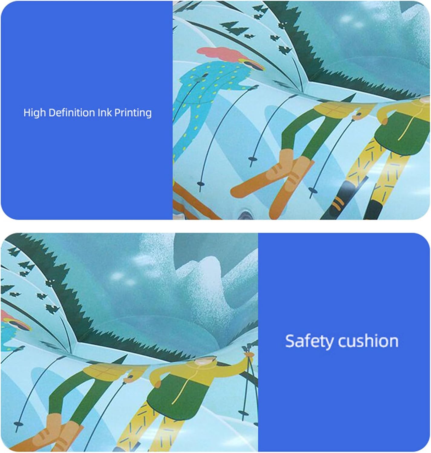 Inflatable Snow Tube with Handles Folding Snow Sled Winter Snow Sledding Toy Thicken Skiing Tubing for Outdoor Sledding