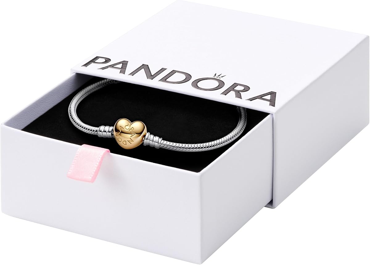 PANDORA Moments Pulsera de cadena de serpiente con cierre de corazón