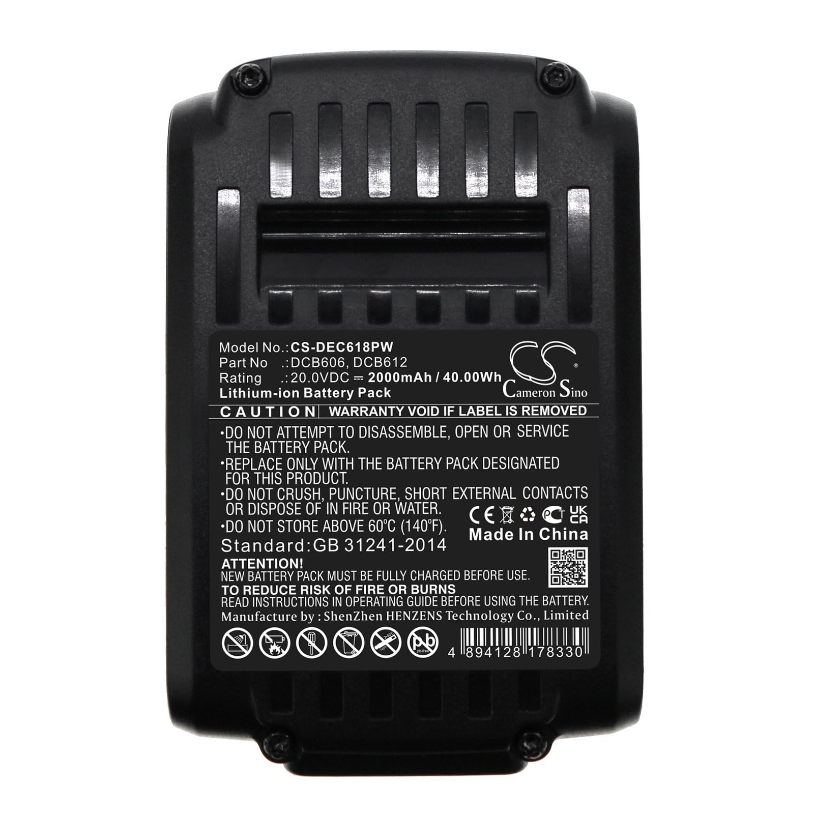 Batería de repuesto para DeWalt DCS331L2, DCS331M1, DCS331N, DCS331N, DCS355, DCS373M2, DCS380, DCS380B, número de pieza : DCB181-XJ, DCB182, DCB182-XE, DCB183, DCB184, DCB185