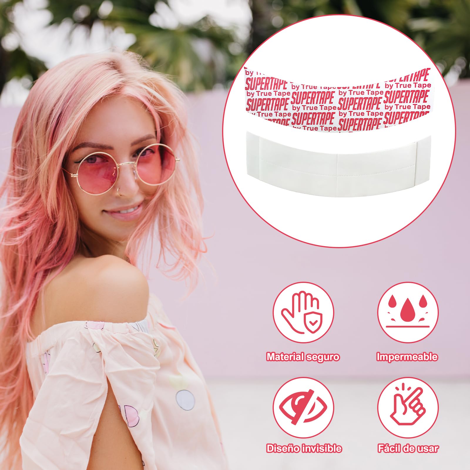 ZOCONE 45uds Cinta Adhesiva Peluca Invisible Cinta de Peluca Delantera de Encaje, Impermeable Invisible Peluca Cinta Adhesiva de Doble Cara para Pelucas para Sujetar y Fijar Pelucas