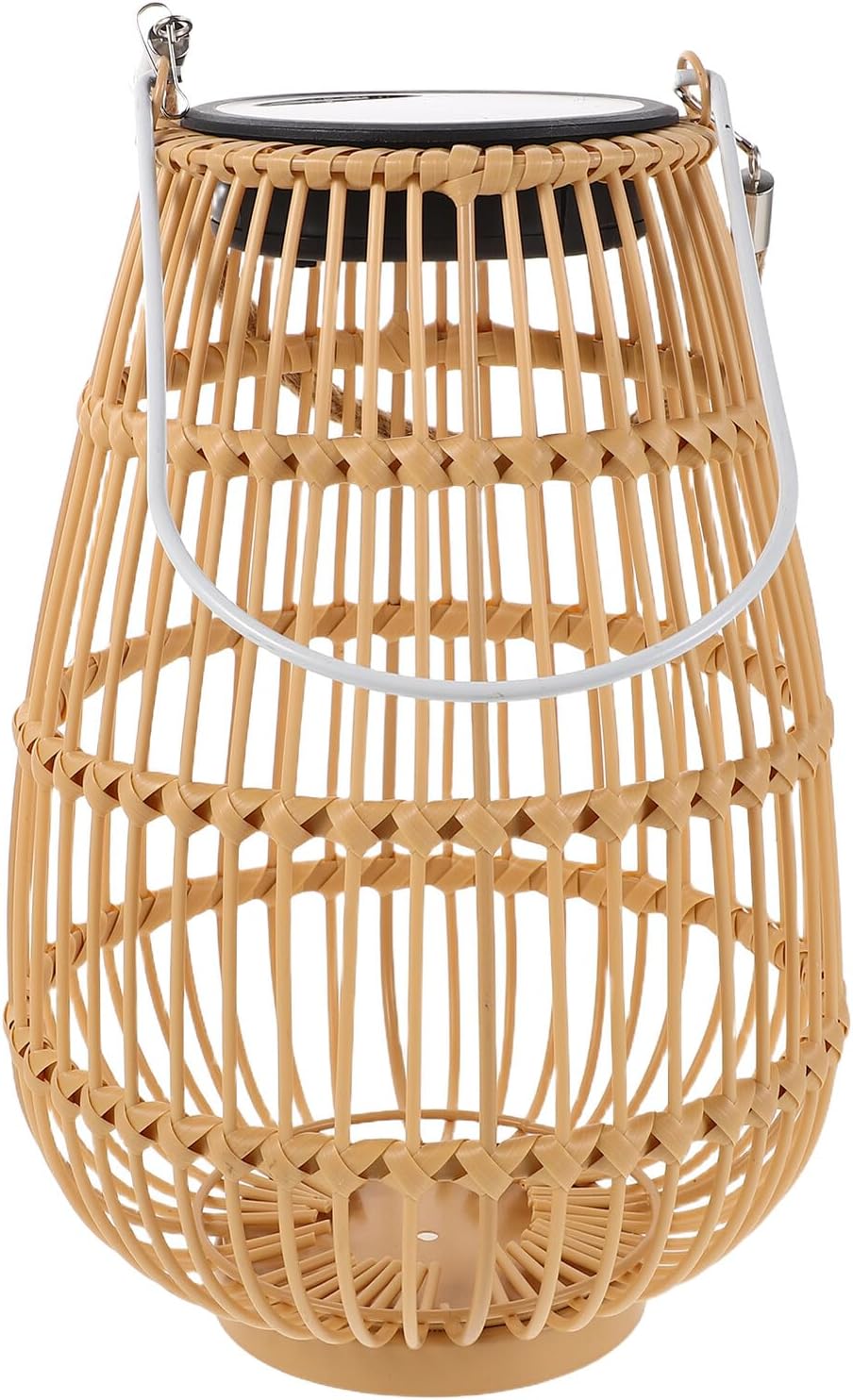 VICASKY Solar Powered Rattan Lantern Outdoor Hanging Solar Lamp Garden Patio Yard Waterproof Decorative with Iron Frame Faux Rattan Design Porch and Backyard Lighting