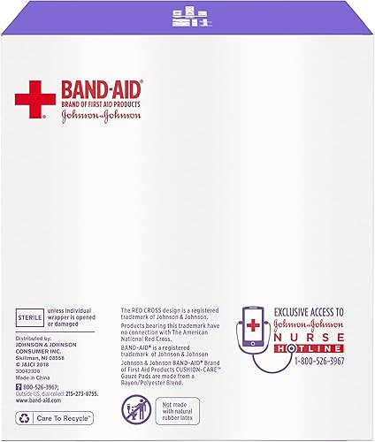 Miniatura 9 de Band-Aid Almohadillas de gasa cuadradas estériles para el cuidado de los cojines absorbentes de la marca para la protección de primeros auxilios de