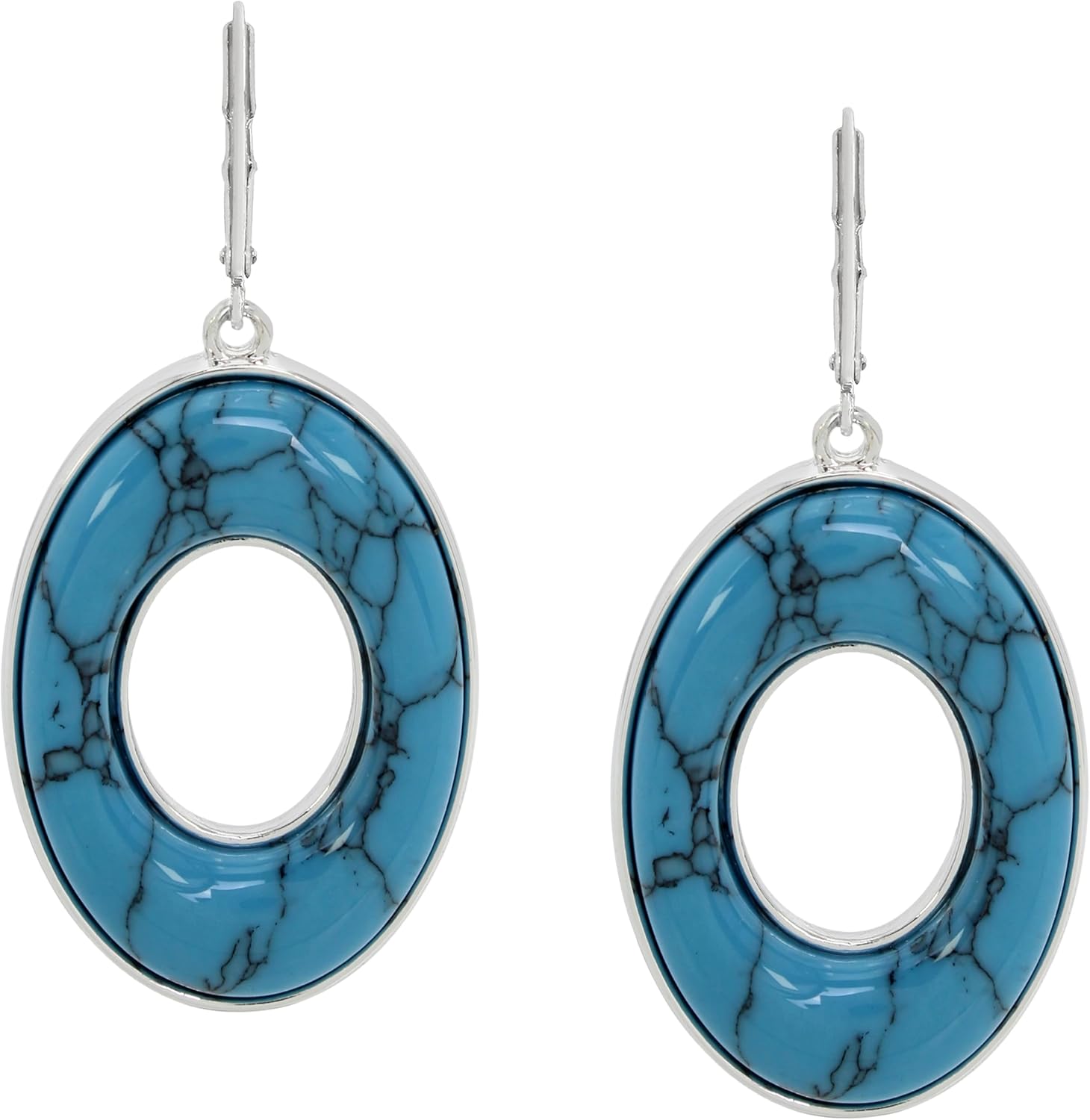 Robert Lee Morris Soho Womens Turquoise Drop Earrings, Turquoise/Silver 2 - Image 2