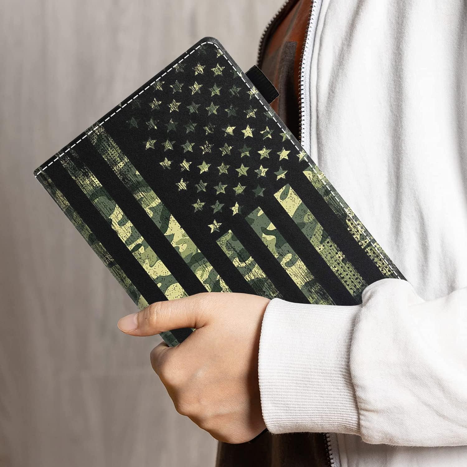 Case for All-New Amazon Kindle Fire HD 8/Fire HD 8 Plus Tablet (10th Generation, 2020 Release) - PU Leather Folio Case with Smart Auto Wake/Sleep, American Flag Camo