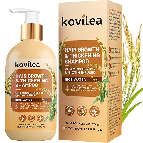 Rice Water Hair Growth Shampoo, Natural Rice Water Thickening & Regrowth Formula for Men & Women - Infused with Biotin, Castor Oil, Rosemary, For Weak, Brittle, Thinning Hair & All Hair Types 11.8 Oz - 11.8 Fl Oz (Pack of 1)