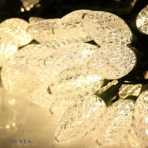 Miniatura 7 de NIOSTA Cadena de luces LED de techo de Navidad de 60 pies, tira de luces C9 para techo al aire libre con tejas rápidas y clips de canalón, enchufe y