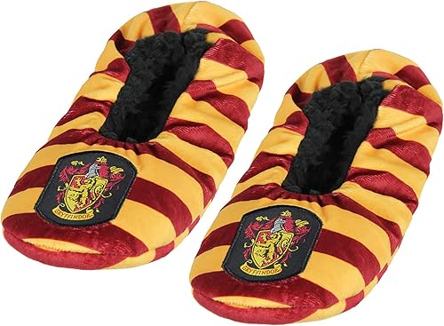 Bioworld Pantuflas de Harry Potter Gryffindor House Crest Calcetines con suela antideslizante para mujeres y hombres, tamaño grande, Gryffindor