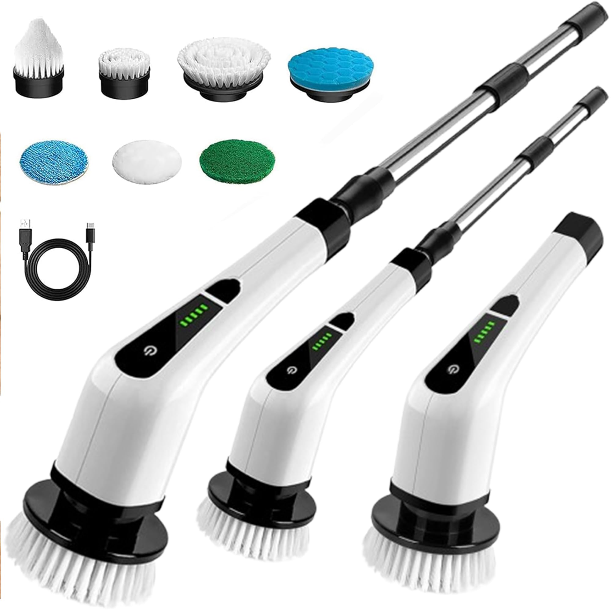 Electric Spin Scrubber Cordless Cleaning Brush Power Scrubber with 7 Replaceable Brush Heads for Floor Tile Bathroom Shower
