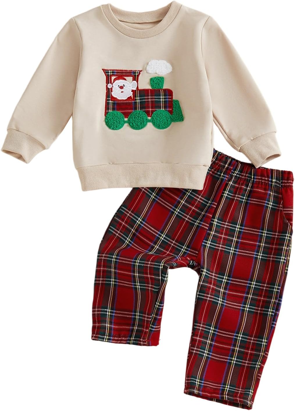 Toddler Baby Boy St. Patrick's Day Outfit Clover Crewneck Sweatshirt Long Sleeve Shirt Plaid Pants Spring Clothes