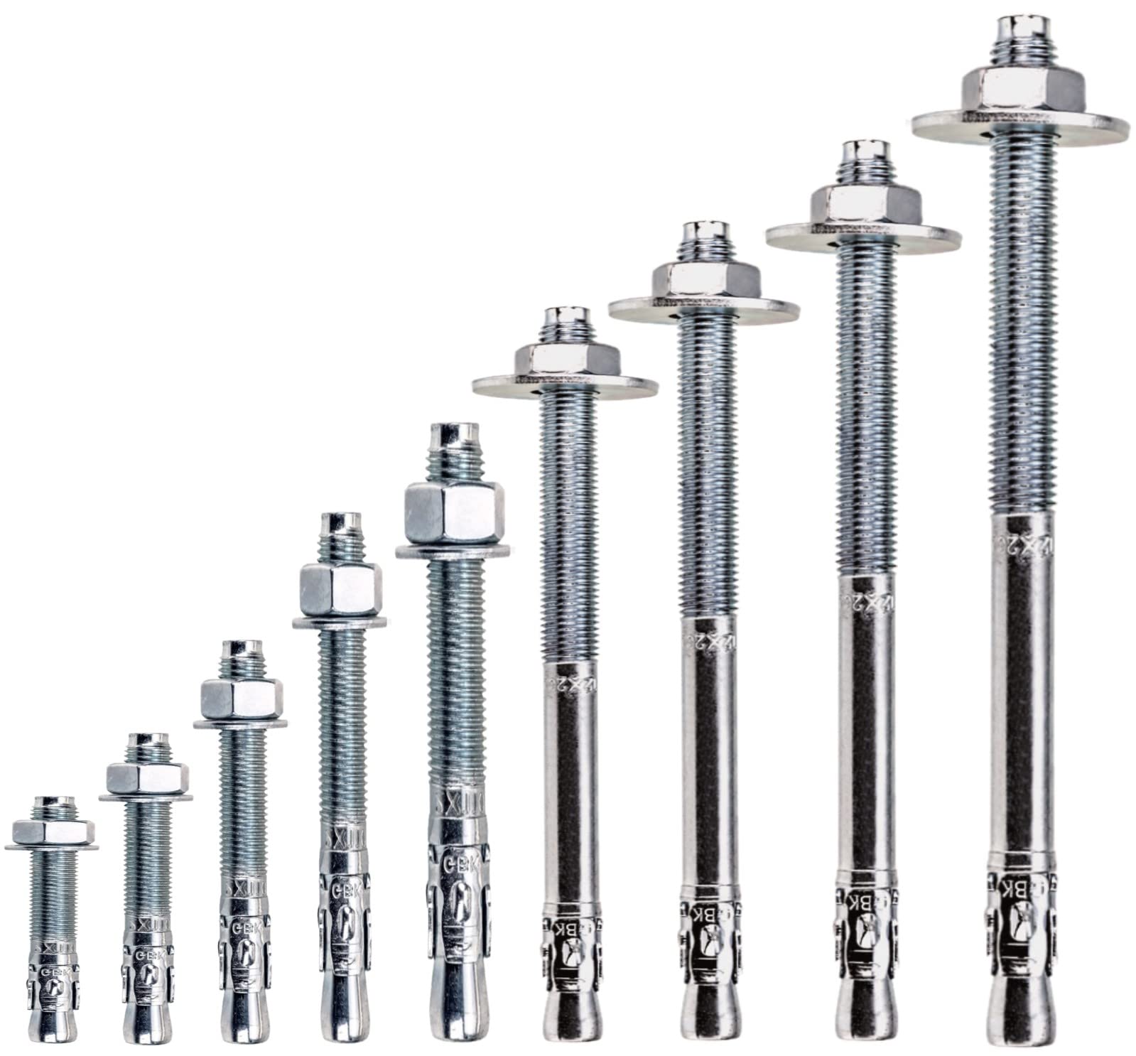 Schwerlastanker OPTION 7 Bolzenanker verzinkt mit ETA Zulassung in Industriequalität Ankerbolzen Keilanker Schwerlastdübel (M12x180-10 Stück)