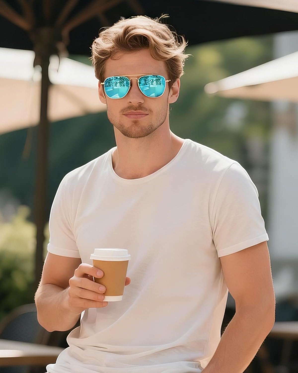 JIM HALO Retro Square Aviator Sunglasses Premium Glass Lens Flat Metal Eyewear Men Women - Image 4