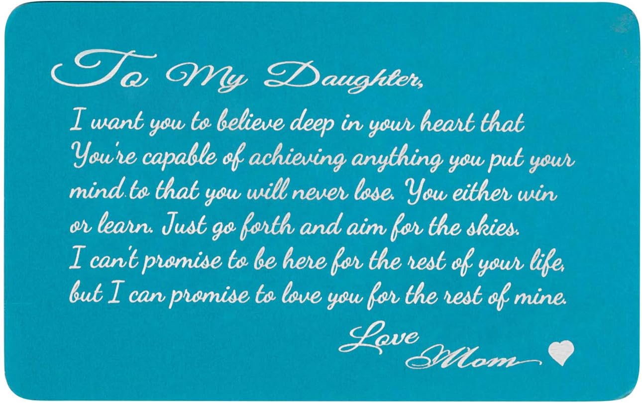 Personalized Engraved Text Photo Custom Wallet Mini Insert Love Note Card To My Daughter From Mom Graduation Birthday Gift