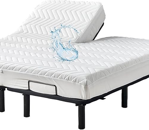 Kingnex Protector de colchón impermeable con parte superior dividida, 60x80 pulgadas, 14 bolsillos profundos, estilo sábana bajera, poliéster