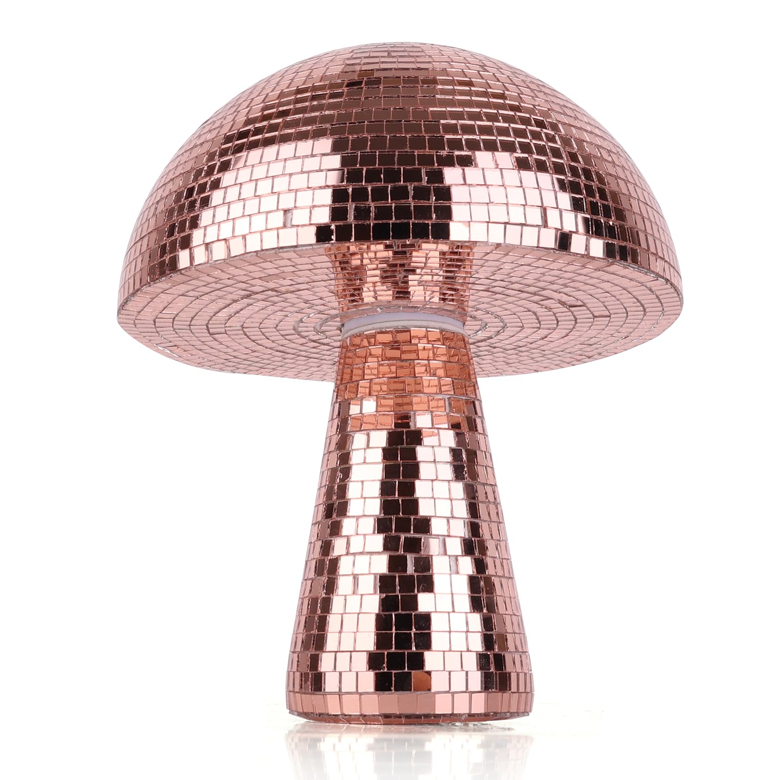 Creative Mushroom Disco Ball for Party,Table Decor Mirror Retro Handmade Disco Ball Mushroom Shape Home Art Decorations,Bar Ornaments (Rose Gold, S(5.9''))