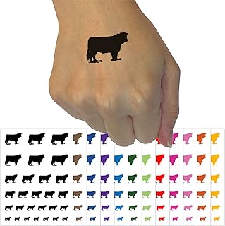Hereford Cow Solid Temporary Tattoo Water Resistant Fake Body Art Set Collection - Yellow (One Sheet)