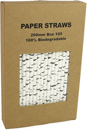 100 Pack Birch Bark Biodegradable Paper Straw for Birthdays, Weddings, Baby Showers Cyber Holiday 2019 Celebrations and Parties