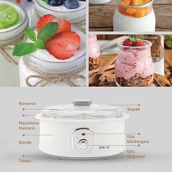 VZN 20W 1.5Lt. Baby Supplementary Food Starter Set with 7 Jars and Professional Yogurt Fermentation Machine