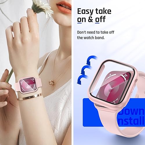 Miniatura 7 de Goton Funda impermeable compatible con Apple Watch de 1.57 pulgadas, SE Series 6 5 4 con protector de pantalla de vidrio templado, iWatch Full