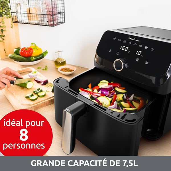 Moulinex Easy Fry Mega, air fryer compact, Mono tiroir 7.5 L, Jusqu’à 8 personnes, 8 programmes, noir EZ8558F0 - 3