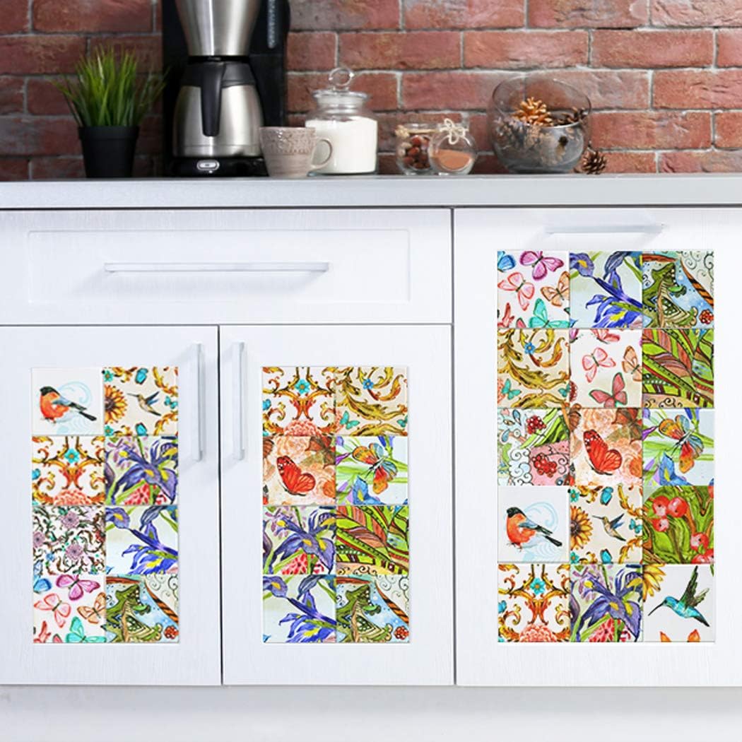 RoyalWallSkins Decorative Tile Decals 4x4 Inch - Set of 16 - Self Adhesive Peel and Stick Tile Stickers for Kitchen backsplash Bathroom (Beja TAD170515)