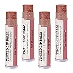Earth\'s Daughter Tinted Lip Balm Stocking Stuffers 4-Pack of Pink Champagne Color - Beeswax, Coconut Oil, Cocoa Butter, Vitamin - Moisturize and Beautify - Paraben Free