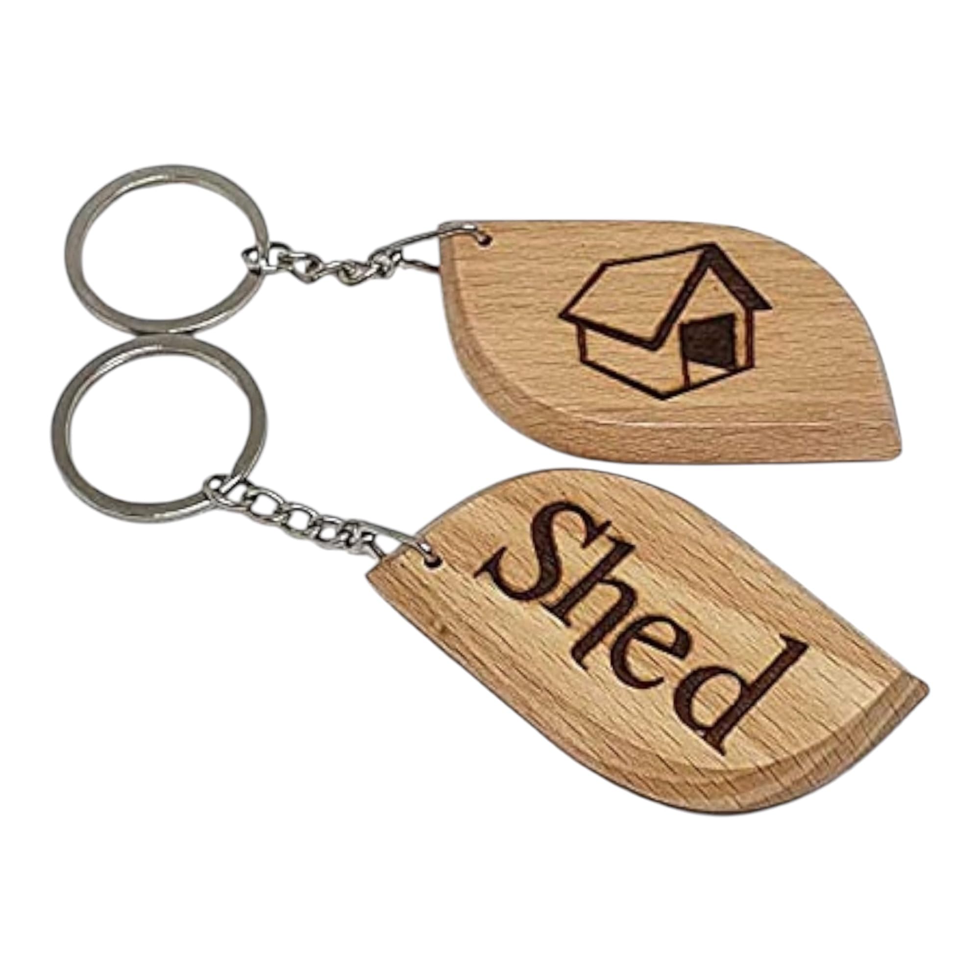 S M Gift Shop SHED Key Tag Engraved Wooden Keyring Keychain Made to Last