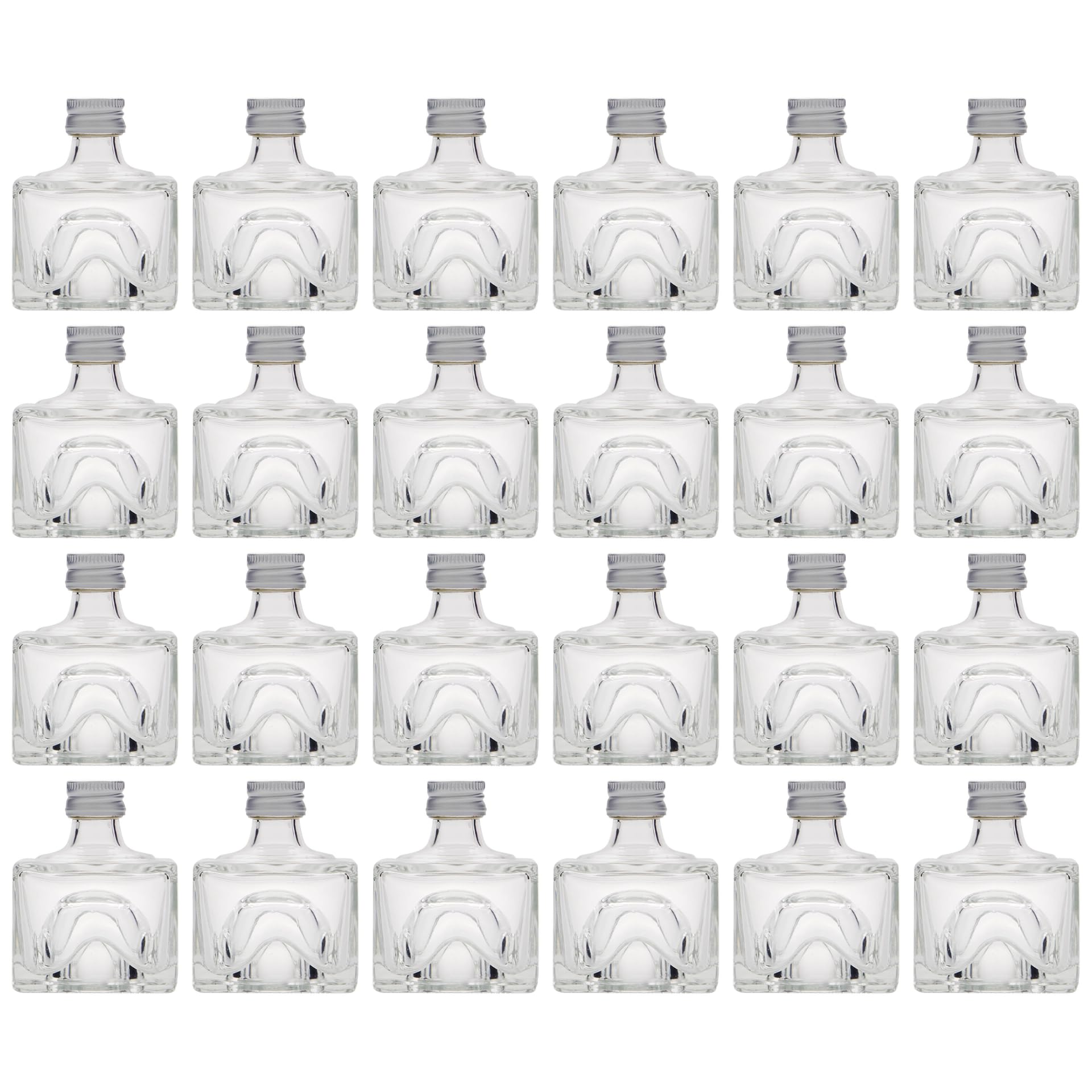 40 ml szklane butelki Cocolores kwadratowe z przezroczystego szkła z metalowym zamknięciem, zestaw 24 sztuk, idealne do likierów, alkoholi, rozmiary próbne, kreatywne wypełnienia