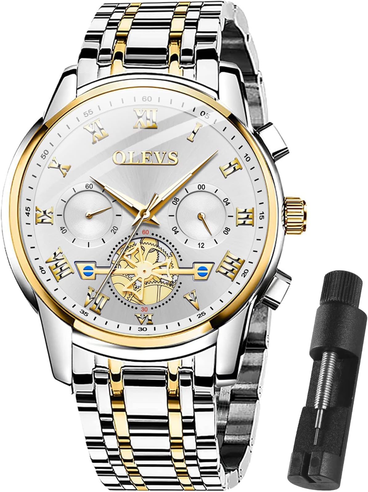 Men Multifunction Watch, Multi Dial Waterproof Luminous Chronograph Men's Watch with Date Gift for Men,Stainless Steel Watches for Men,Classic Men Wrist Watch