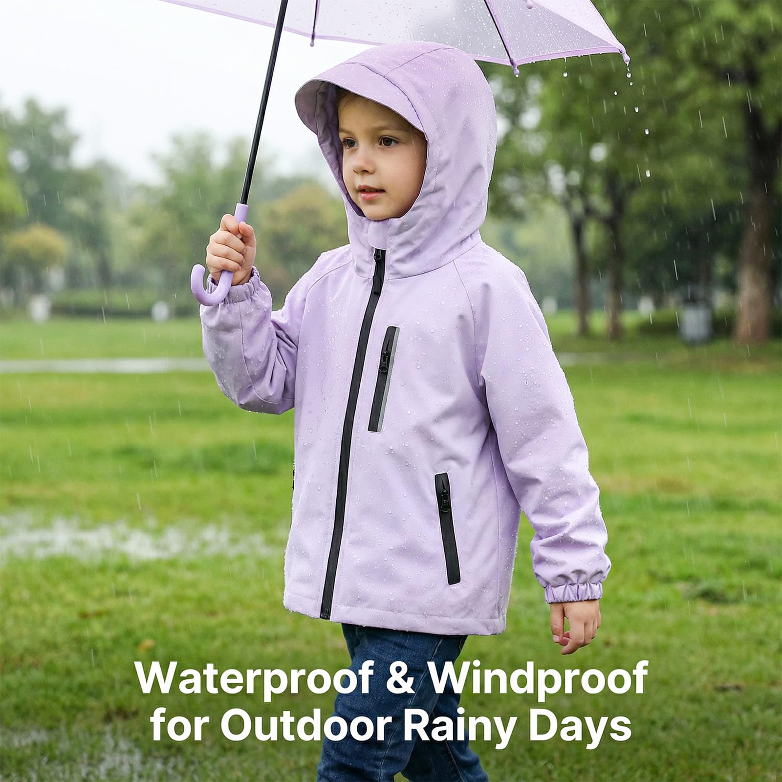 Chaqueta Impermeable para Niños, Cremallera Abrigos con Capucha Nino Nina Chaquetas de Lluvia Primavera Otoño Cortavientos Chubasquero Exterior Deportivos Ropa para niños 5-13 Años