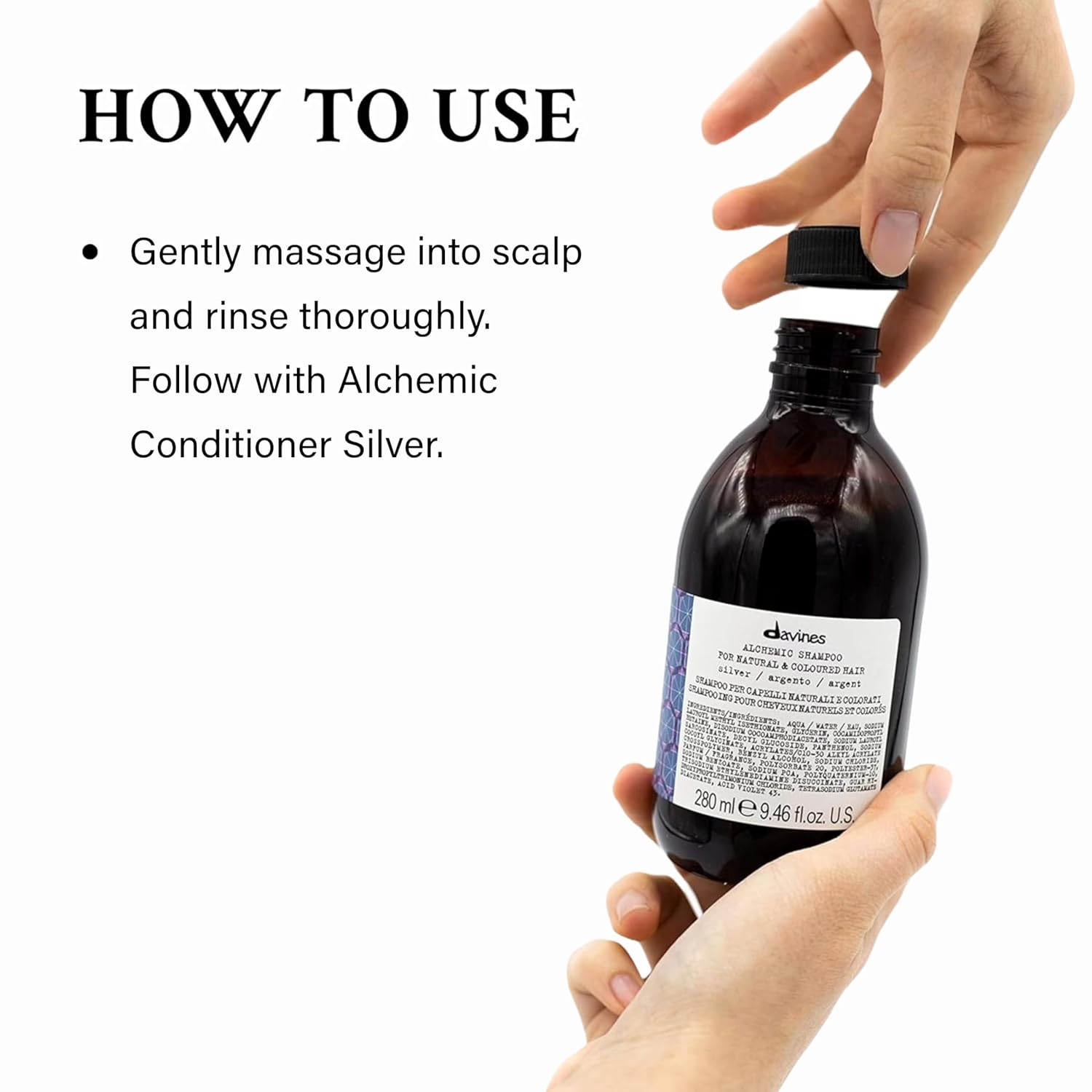 Davines Alchemic Shampoo, Color Enhancing Cleanser for Natural & Colored Hair - Safe Cleansing Formula with Pure Direct Pigments to Illuminate, Intensify & Protect 6 Vibrant Shades of Hair Color - Image 4
