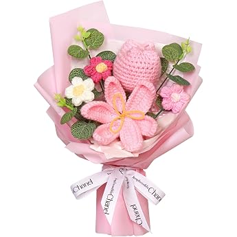 Crochet Bouquet Pink Artificial Flowers Bouquet Artificial Flowers Tulips