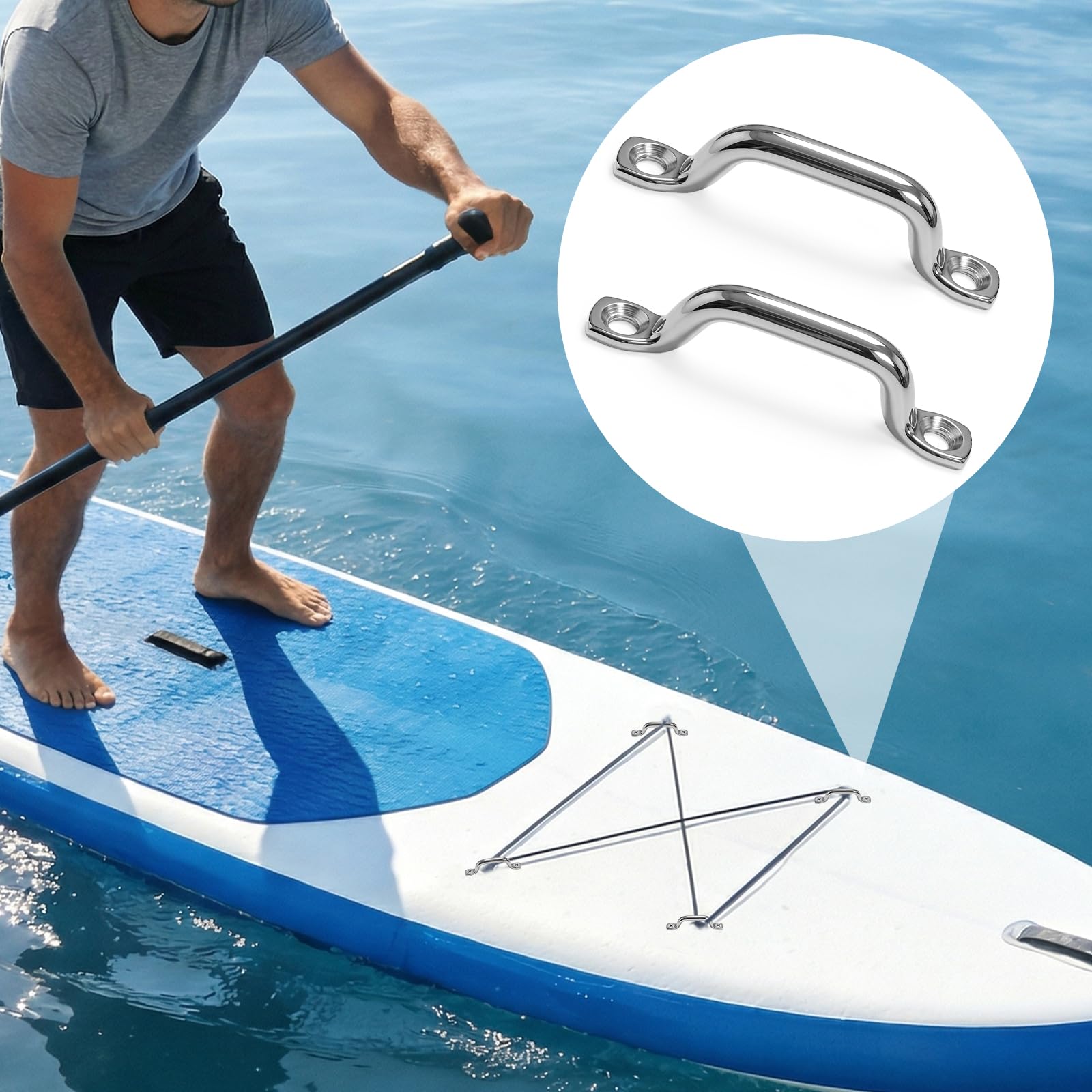 30er Set Edelstahl Pad Eye, mit 60 Schrauben,Edelstahl Augplatte, 304 Rostfrei Fenderöse Augenriemen Riemenkrampen für Boote, Outdoor Kajak, Kanu, Kayak Canoe Rigging