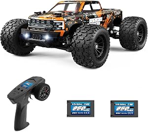 HAIBOXING 1:18 Scale RC Truck 18859E (Orange), 4WD Off-Road Remote Control Car 36km/h, 2.4GHz Radio System, Dual Rechargeable Li-Po Batteries, 35+ Min Drive Time