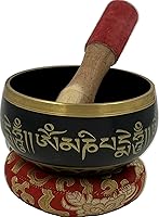 Vista 1 de DharmaObjectsGorgeous 8 Símbolos de la Suerte para meditación, Plato cantante / cojín / mazo, Negro, M