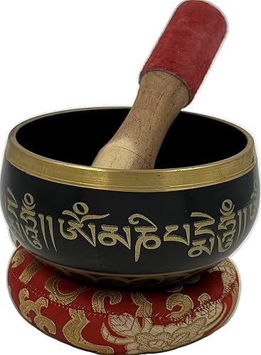 DharmaObjectsGorgeous 8 Símbolos de la Suerte para meditación, Plato cantante  cojín  mazo, Negro, M