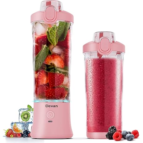 Pink Smoothie Maker - Portable Blender for Shakes and Smoothies