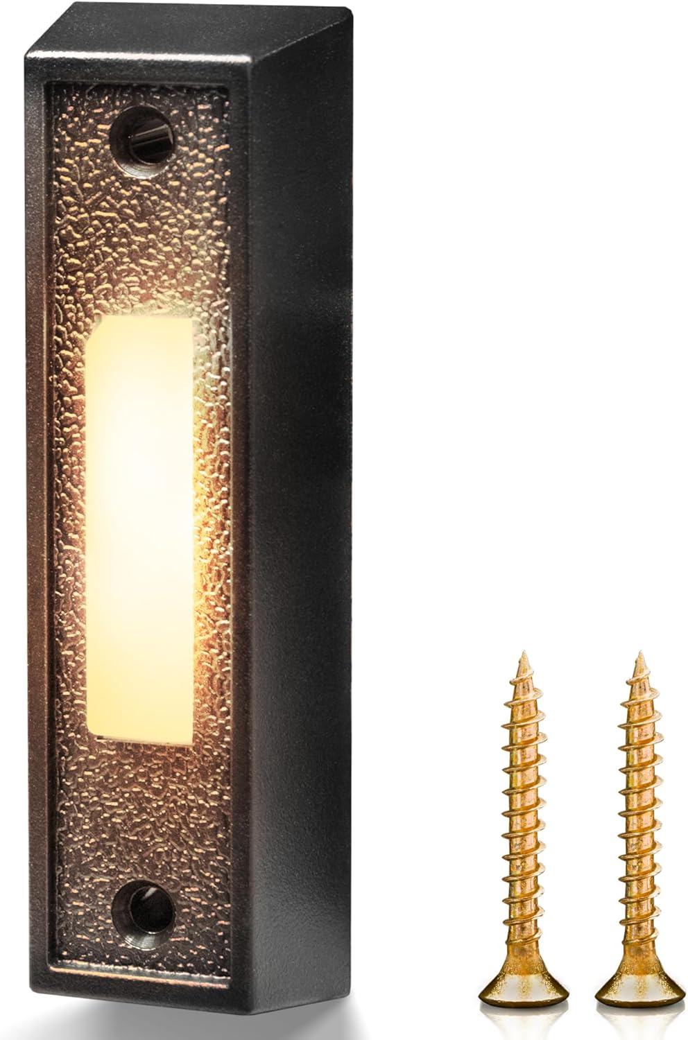 Betus LED Lighted Doorbell Button - Classic Rectangular Wall Mounted Door Push Buttons Opener Switch - Replacement Wired Doorbell Button for Most Door Bell Chimes (Black)