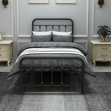 Twin Size Metal Platform Bed Frame, Under Bed Storage, No Box Spring Needed