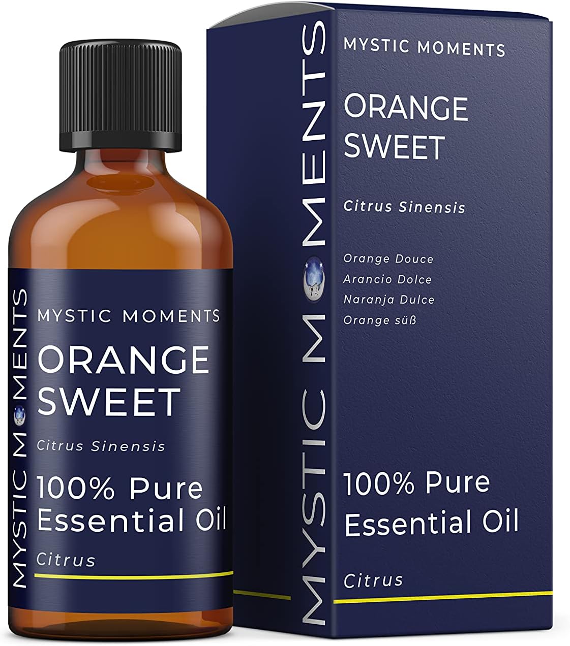 Mystic Moments | Orange Sweet Essential Oil 100ml | Citrus Sinensis | Fresh Sweet Citrus Aroma for Diffusers, Candles & Uplifting Home Ambience