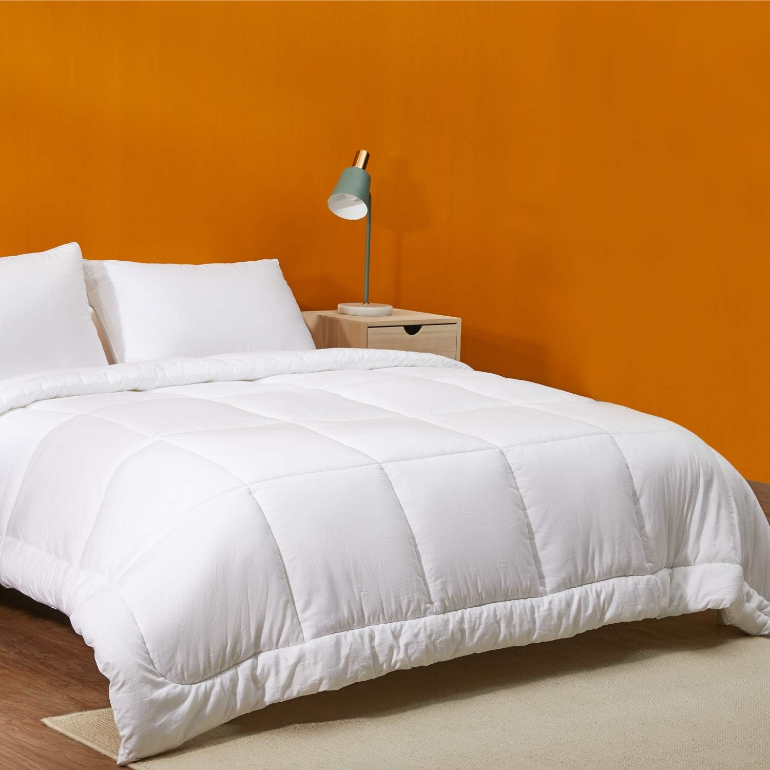 Bedsure Cotton Comforter King Size White Cotton King Comforter 100% Cotton Comforter King Size Shell All-Season with Corner Tabs - 60oz Filled with Ultra Soft Microfiber