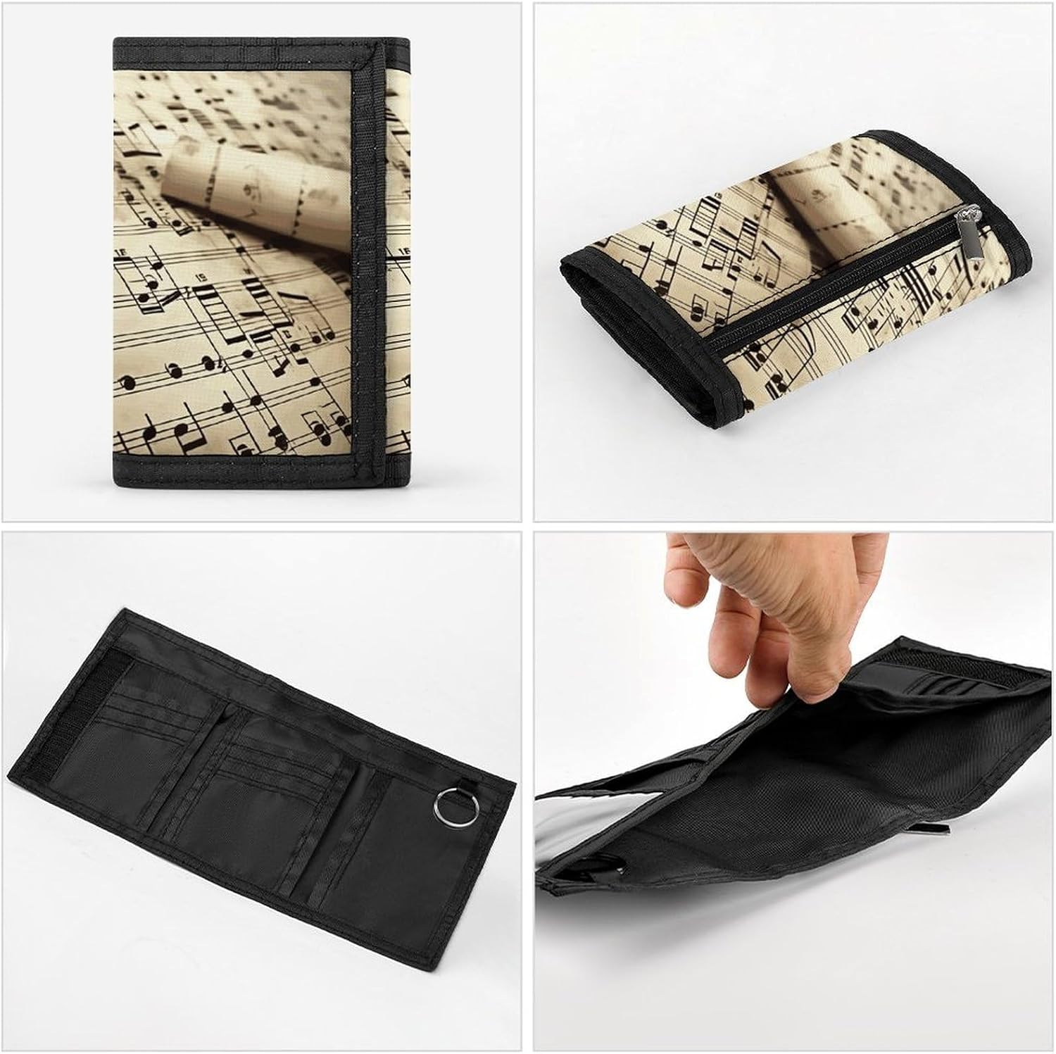 Sheet Music Wallet,Credit Card Holder,Three-fold Wallet for Passport Covers, Purse Passport Bag for Men Women image 5