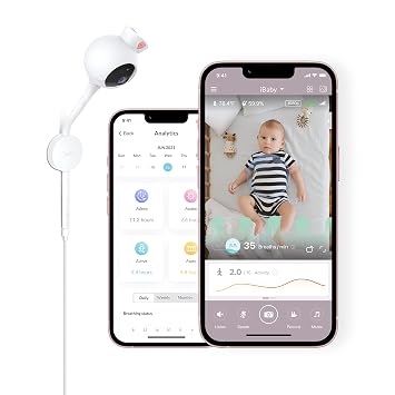 iBaby Smart Baby Breathing Monitor - with Camera and Audio, Tracking Babys Breathing, Sleeping, Movement. i2 Wi-Fi Video Baby Monitor, Contactless, Work with Smartphone.